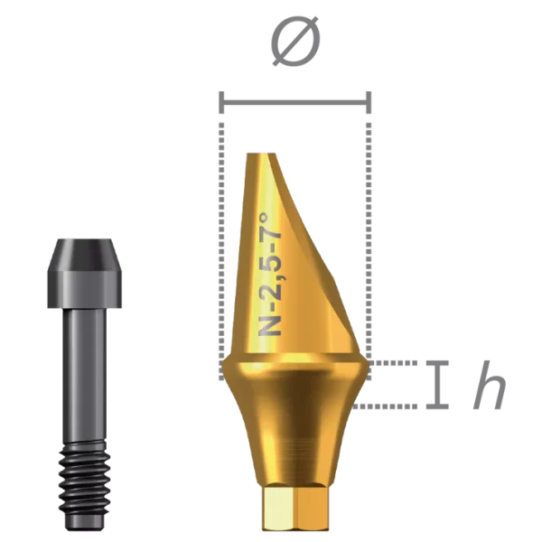 Angled abutment + screw