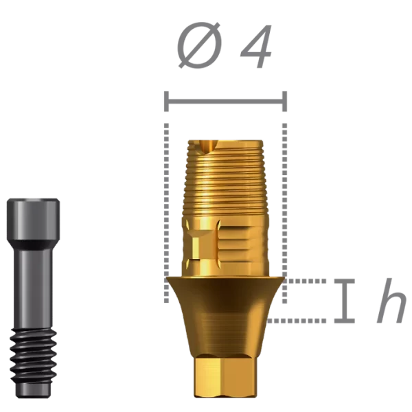 Anti-rotational titanium interface + screw (CEREC compatible)
